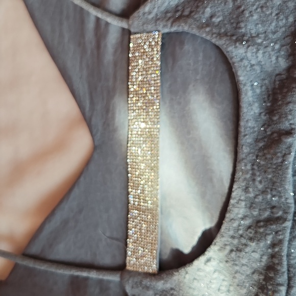 Women's Junior Size, Bodycon Sparkling Blue with Ruched Side Part & Slit Dress - Picture 11 of 11